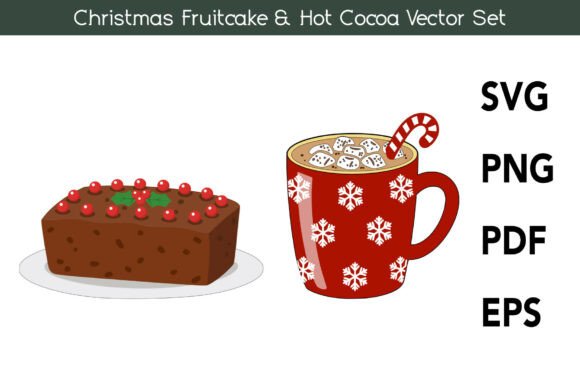 Download Christmas Fruitcake &amp; Hot Cocoa Vector - Premium Resources