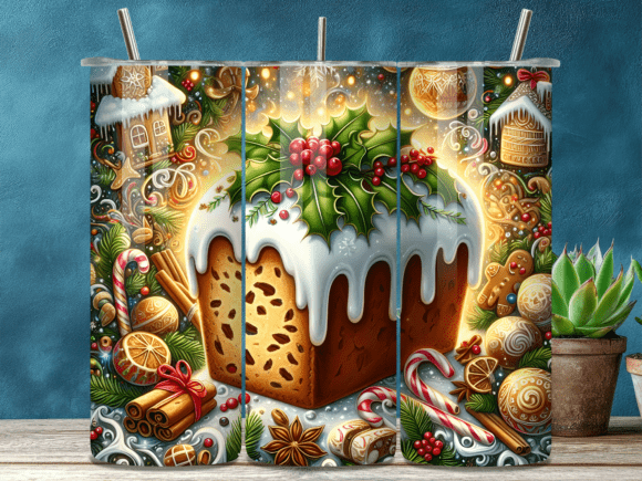 Download Christmas Fruitcake Holly Tumbler Wrap - Premium Resources